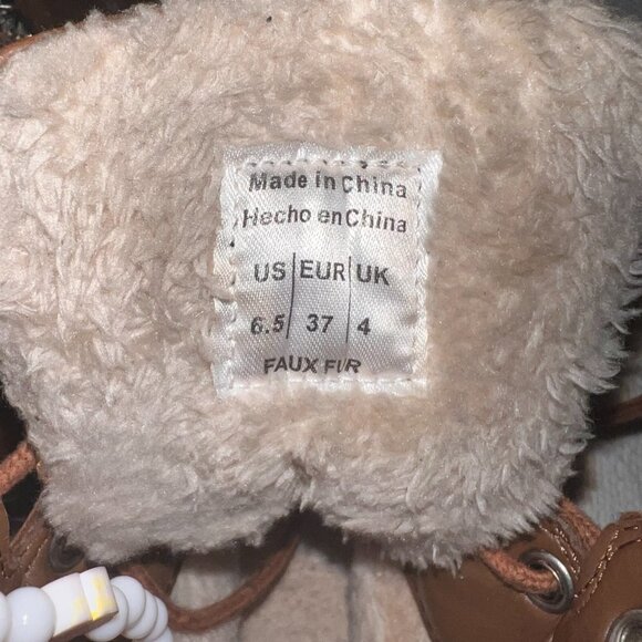 CALL IT SPRING Size 6.5, Brown lace boots with Faux Fur inside - Picture 4 of 5